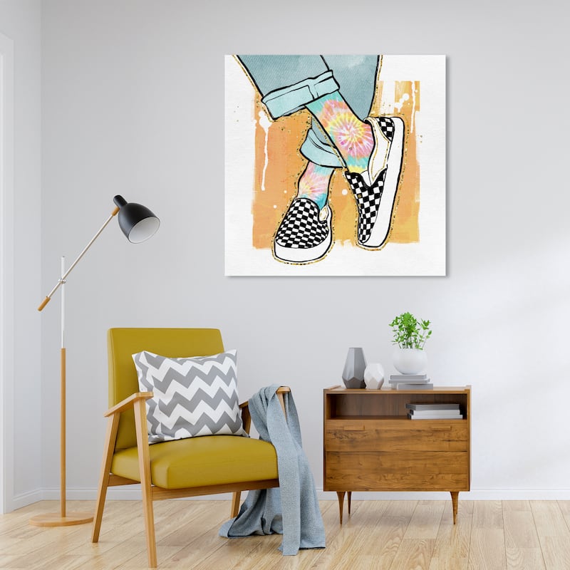 Wynwood Studio Canvas Fashion and Glam Her Favorite Shoes Orange and Light Orange Glam Wall Art Canvas Print - 30 x 30