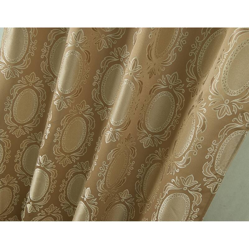 Gracewood Hollow Mabanckou Textured Jacquard Single Rod Pocket Curtain Panel w/ Attached Valance (54 x 84) - 54 x 84 in.