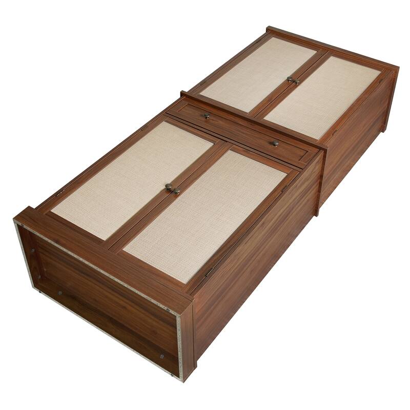 GDFStudio - TallRattan Modern Storage Cabinet with 4 Doors, 1 Drawer, and Adjustable Shelves