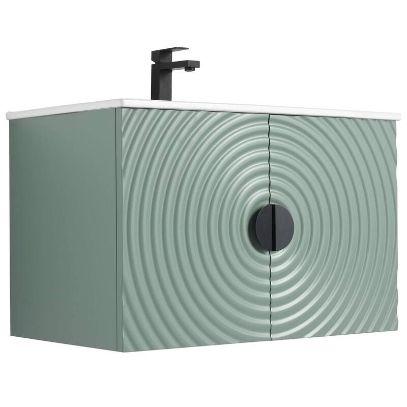 Pellabay Modern Bathroom Vanity with Fluted Circular Doors - Sink Included