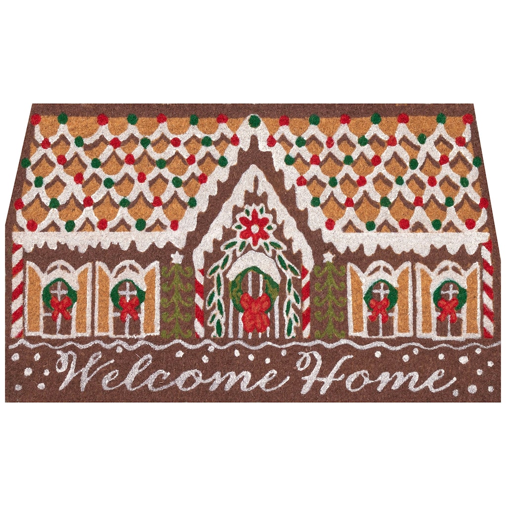 Liora Manne Natura Gingerbread House Welcome Outdoor Mat Chocolate 1'6" x 2'6"