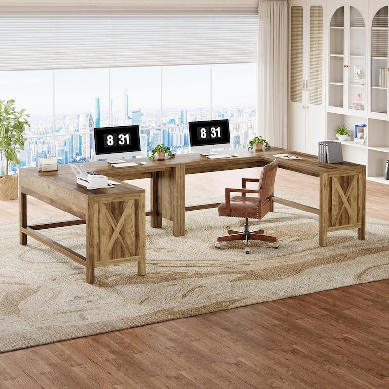 L Shaped Executive Office Desk, 59 Inches Corner Computer Desk