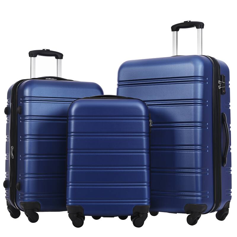 Hardshell Luggage Set 3-Piece with TSA Lock - 20", 24", 28" Spinner Suitcases, Lightweight ABS - Blue