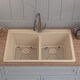 preview thumbnail 11 of 36, Lexicon Platinum Quartz 33 Inch Double Equal Bowl Undermount Kitchen Sink with Bottom Grids and Strainers , Disposal Flange