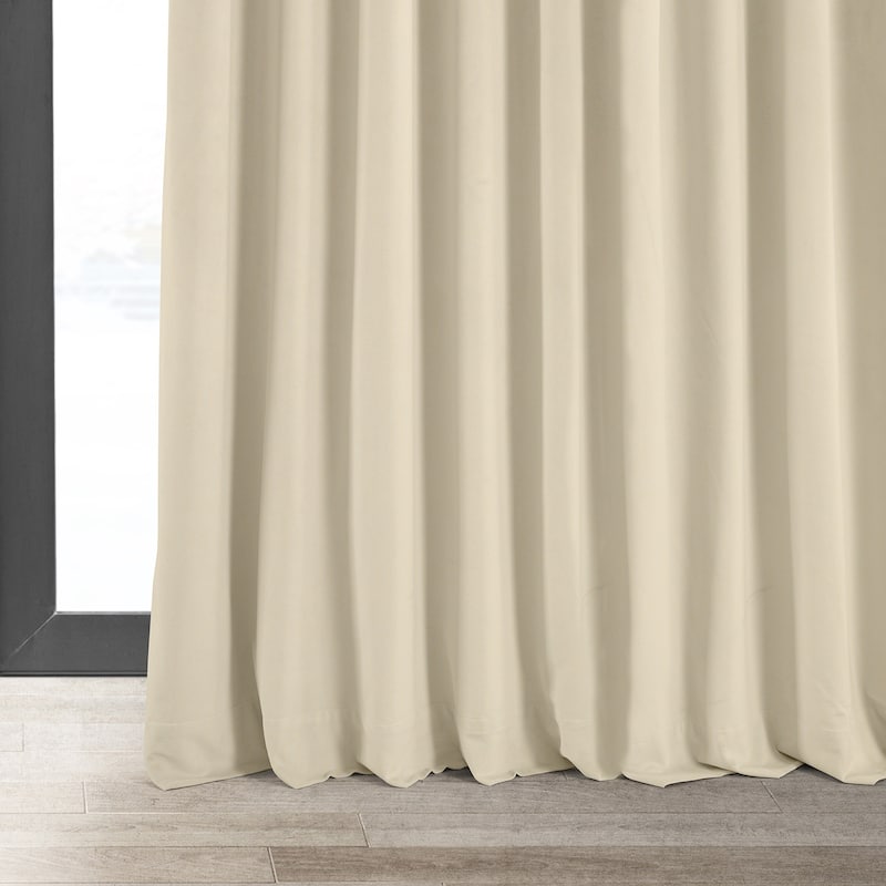 Exclusive Fabrics Signature Extra Wide Ivory Velvet Blackout Curtain (1