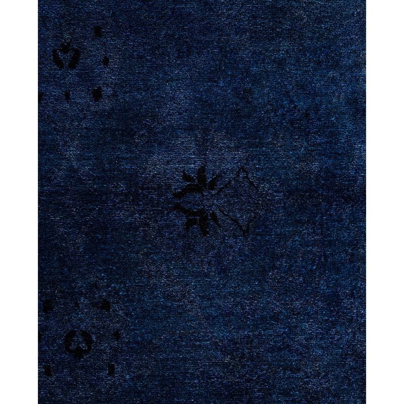 Overdyed One-of-a-Kind Hand-Knotted Square Area Rug - Blue - 7' 10" x 8' 1"