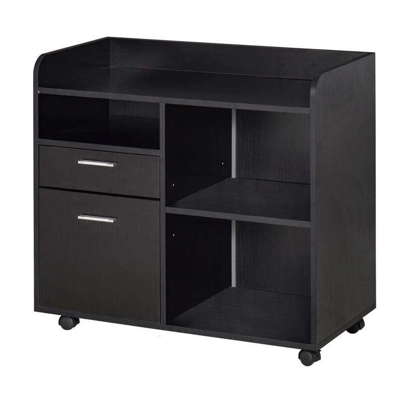 Vinsetto Printer Stand with 2 Drawers, Adjustable Shelves and Wheels for Home Office