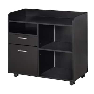 Vinsetto Printer Stand with 2 Drawers, Adjustable Shelves and Wheels for Home Office