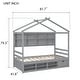 preview thumbnail 30 of 33, Elegant Twin House Bed Kids Bed with Roof Frame,Bedside Storage Shelves,Ladder and Guardrail