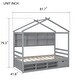 preview thumbnail 9 of 7, Grey Wooden Twin House Bed wSemi-enclosed Roof, Storage Shelves