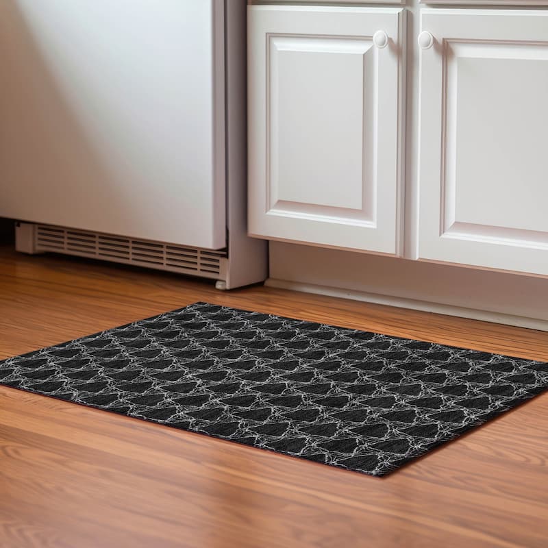 Premium Washable Super Soft Modern Geo Mayfield Rug - Black - 1'8" x 2'6"