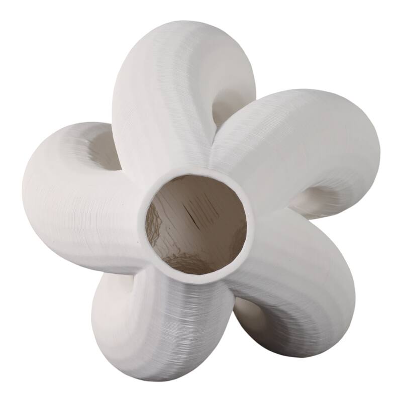 Porcelain Vase Decorative Centerpiece Unique Modern Design - 12" Ivory