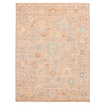 ECARPETGALLERY Hand-knotted Modern Oushak Tan Wool Rug - 9' 1" x 12' 2"