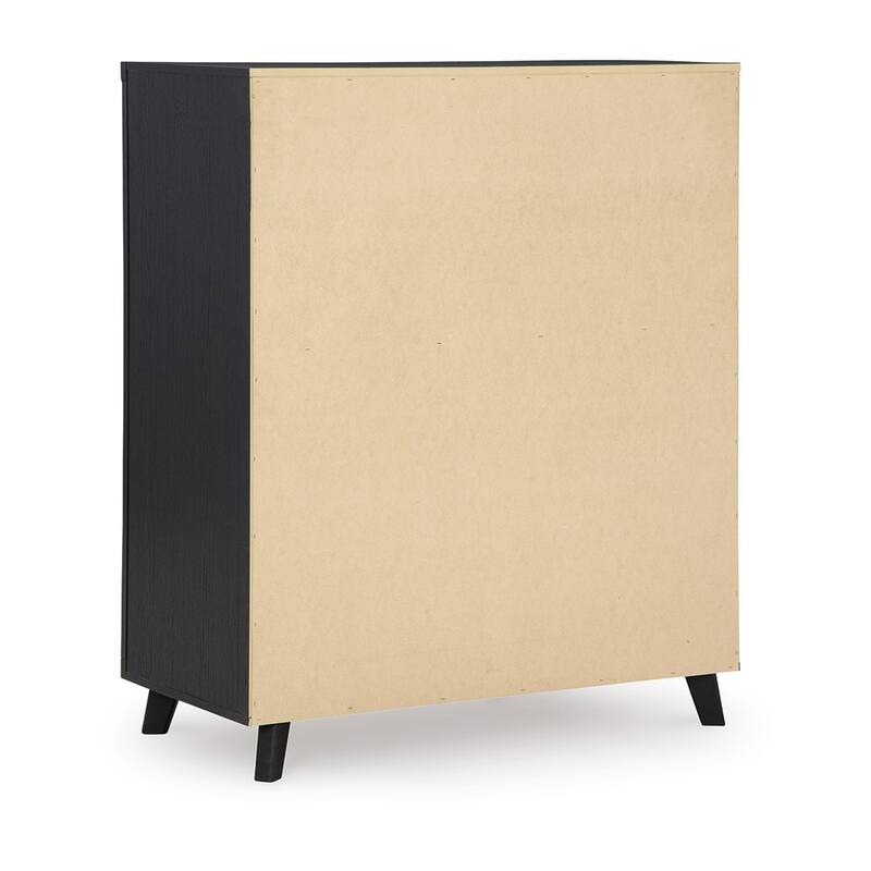 Danzi Tall Dresser Chest, 5 Storage Drawers, Modern Black Laminate