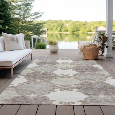 Machine Washable Indoor/ Outdoor Chantille Scroll Rug