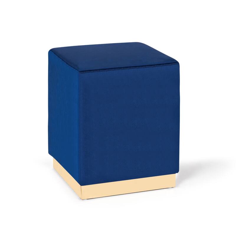 Adeco Ottoman Footrest Vanity Stool Gold Trim Footstool
