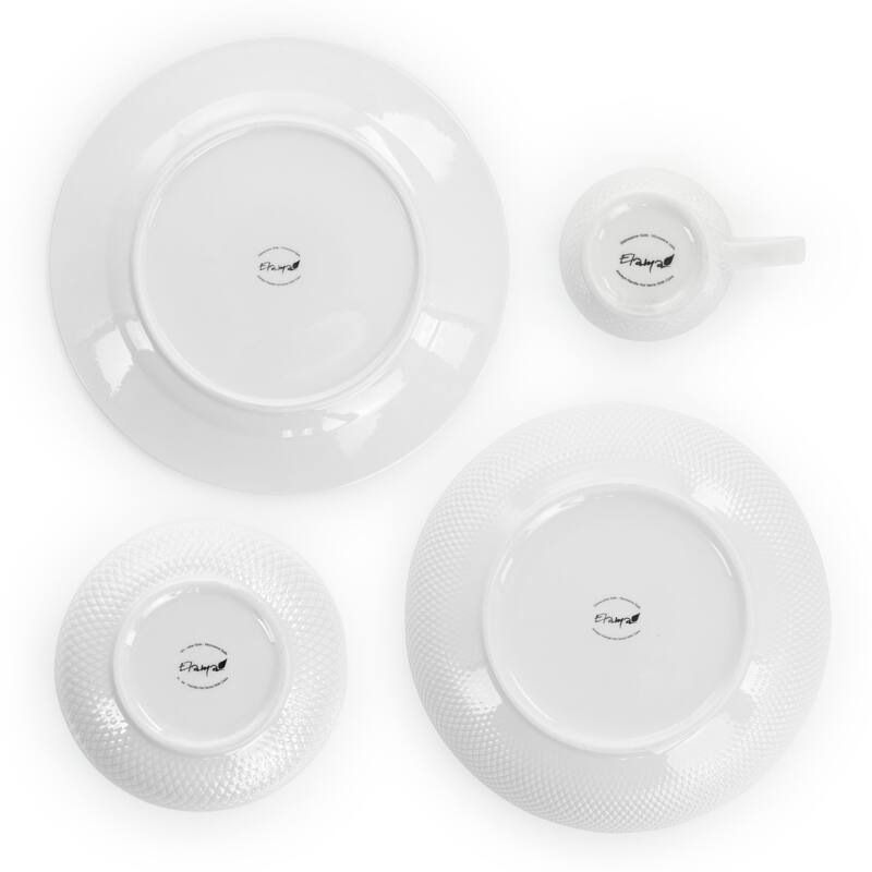 Diamond Edge Round Dinnerware 18 Piece Set in Daisy
