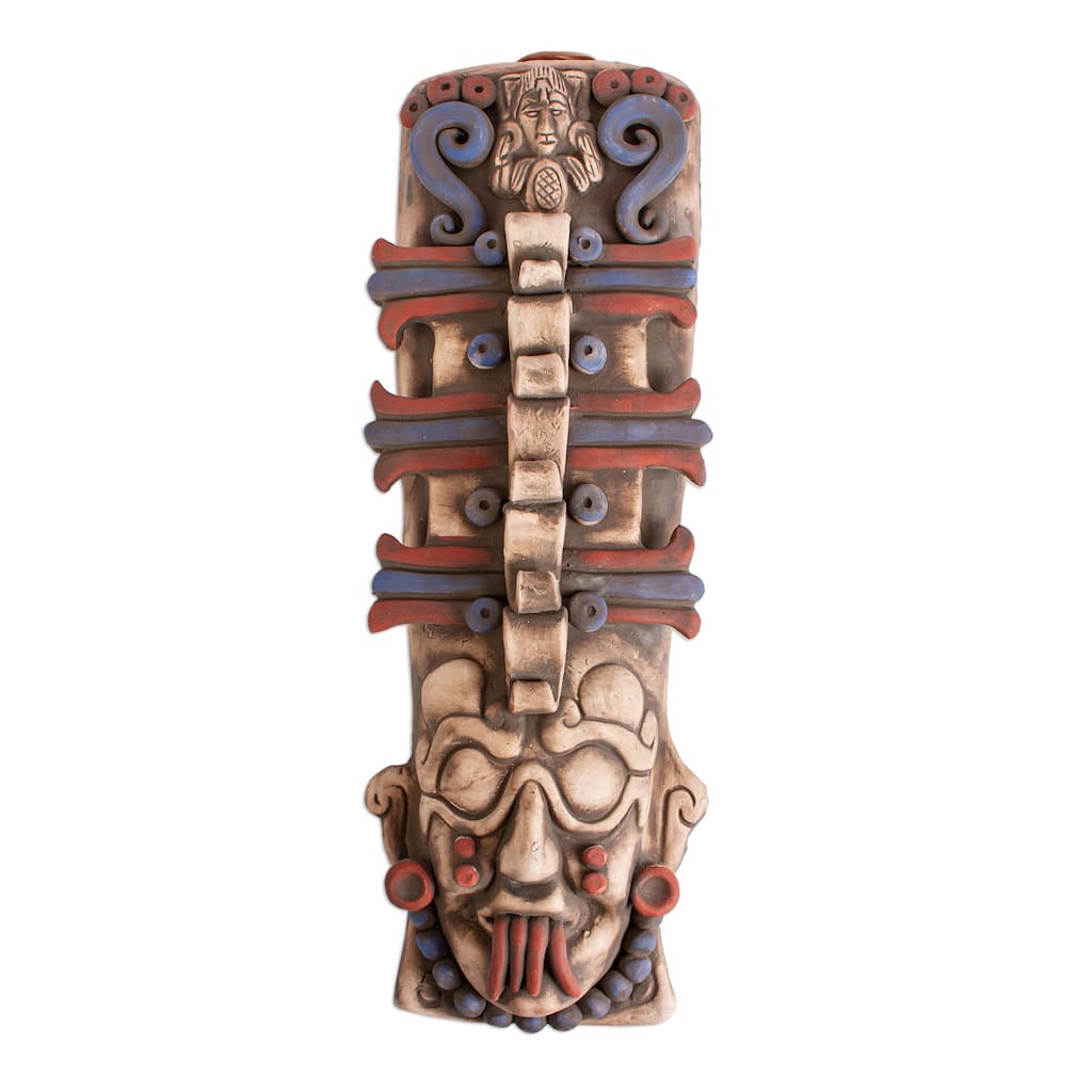 Novica Handmade Maya Totem Ceramic Mask