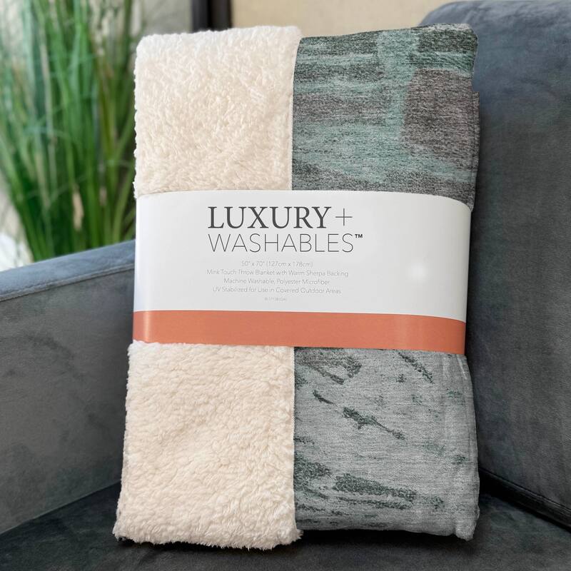 Premium Machine Washable Contemporary Abstract Sherpa Throw Blanket