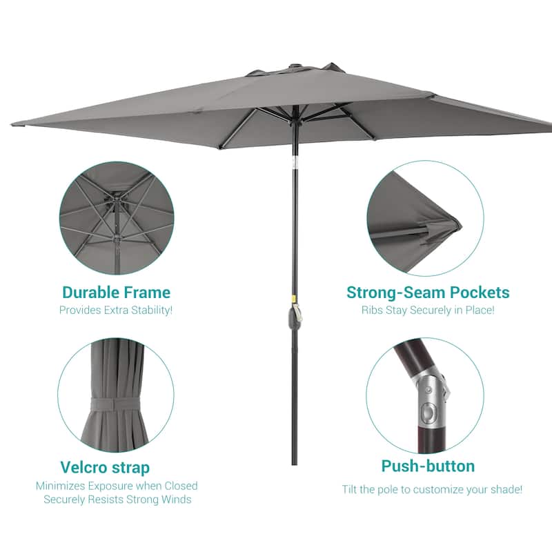 BONOSUKI 6x9FT Patio Market Umbrellas Table Umbrella with Tilt Button