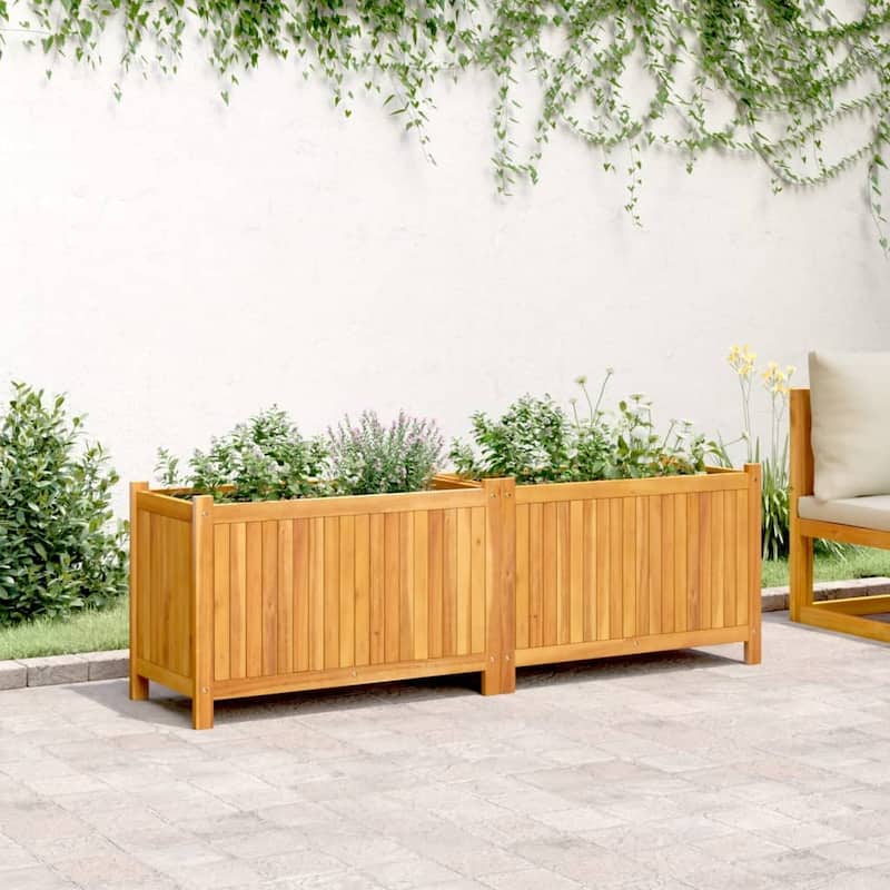 vidaXL Garden Planter with Liner Outdoor Flower Pot Box Solid Wood Acacia