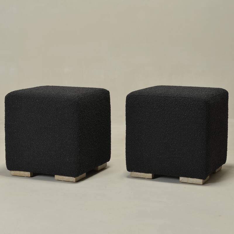 KINWELL 18.5" W Square Boucle Upholstered Ottoman Entryway Footstool
