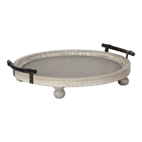 Kate and Laurel Bruillet Rustic Round Wooden Footed Serving Tray