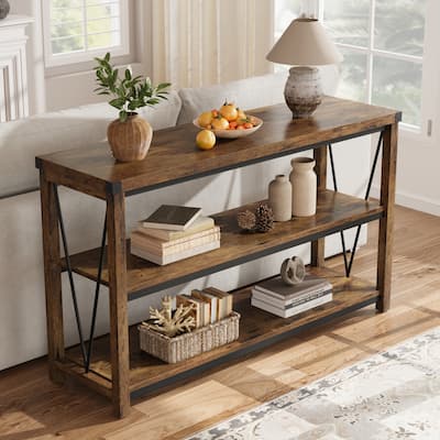 Farmhouse Entryway 3 Tier Wood Console Table for Living Room