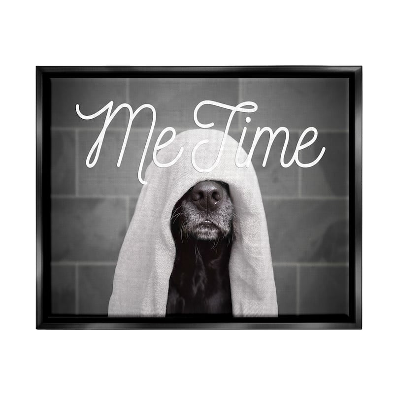 Stupell Me Time Pet Dog Bathroom Portrait Floater Frame - Black