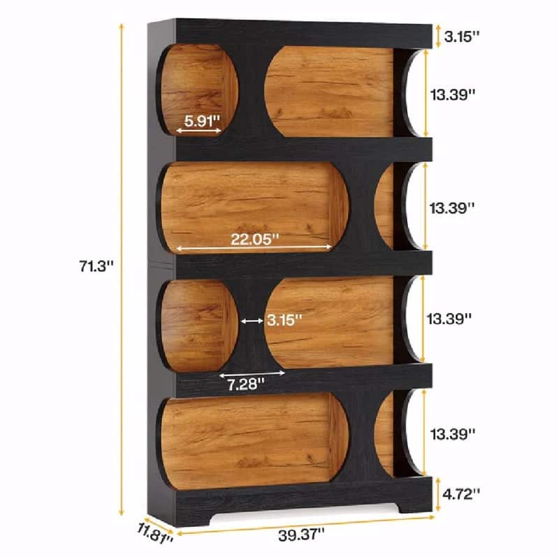 Tall 4-Tier S-Shaped Bookcase