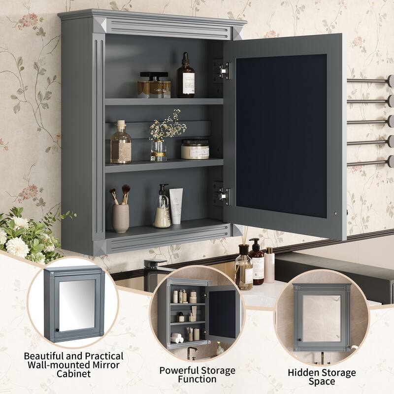 24'' x 27'' Wall Mounted Bathroom Storage Cabinet with Mirror