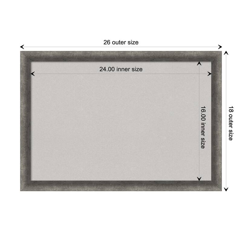 Burnished Concrete Narrow Wood Framed Grey Corkboard Bulletin Board - Board Size 24x16
