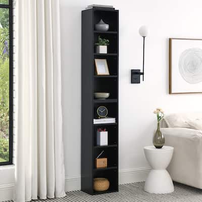 8-Tier Media Tower Rack, CD DVD Slim Storage Cabinet with Adjustable Shelves