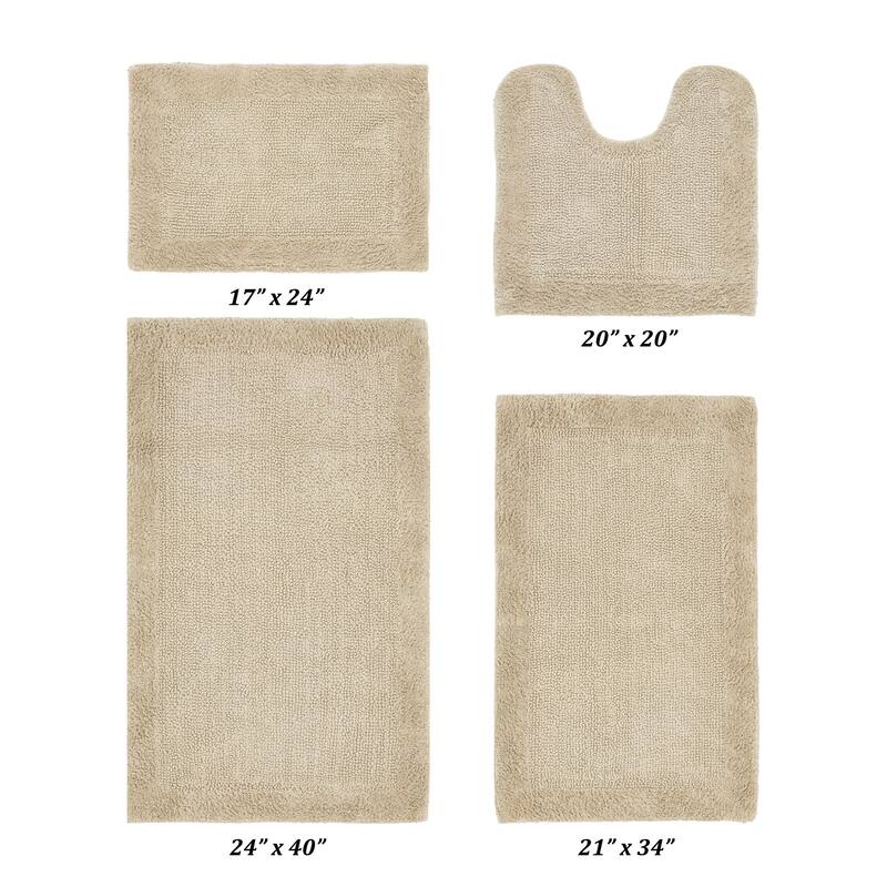 Better Trends Bath Rugs Set 100% Cotton Tufted Soft Water Absorbent Bathroom Rug for Shower, Sink Bath Mats Edge Collection