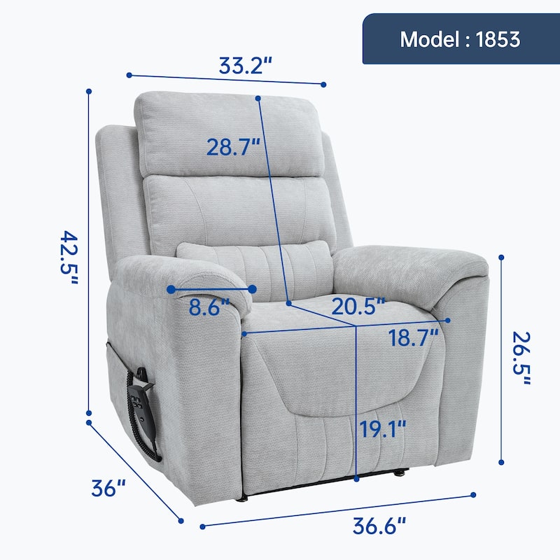 Roomfitters Dual Motor Power Lift Recliner 180 Flat Infinite Position Heat Massage Heavy Duty Leatherair Sofa