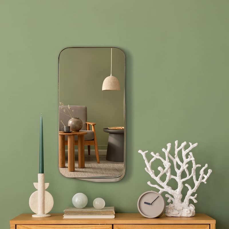 Rastus 28" x 14" Bronze Metal Wall Mirror - 28 x 14