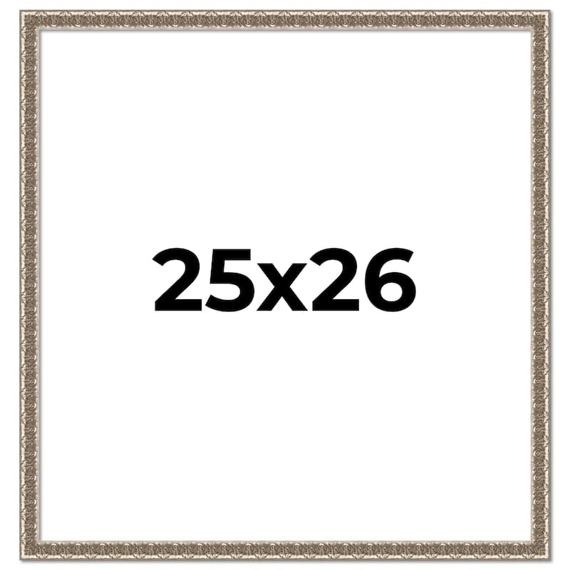 25x26 Frame Silver Versailles Ornate Solid Wood Picture Frame | 1 Inch