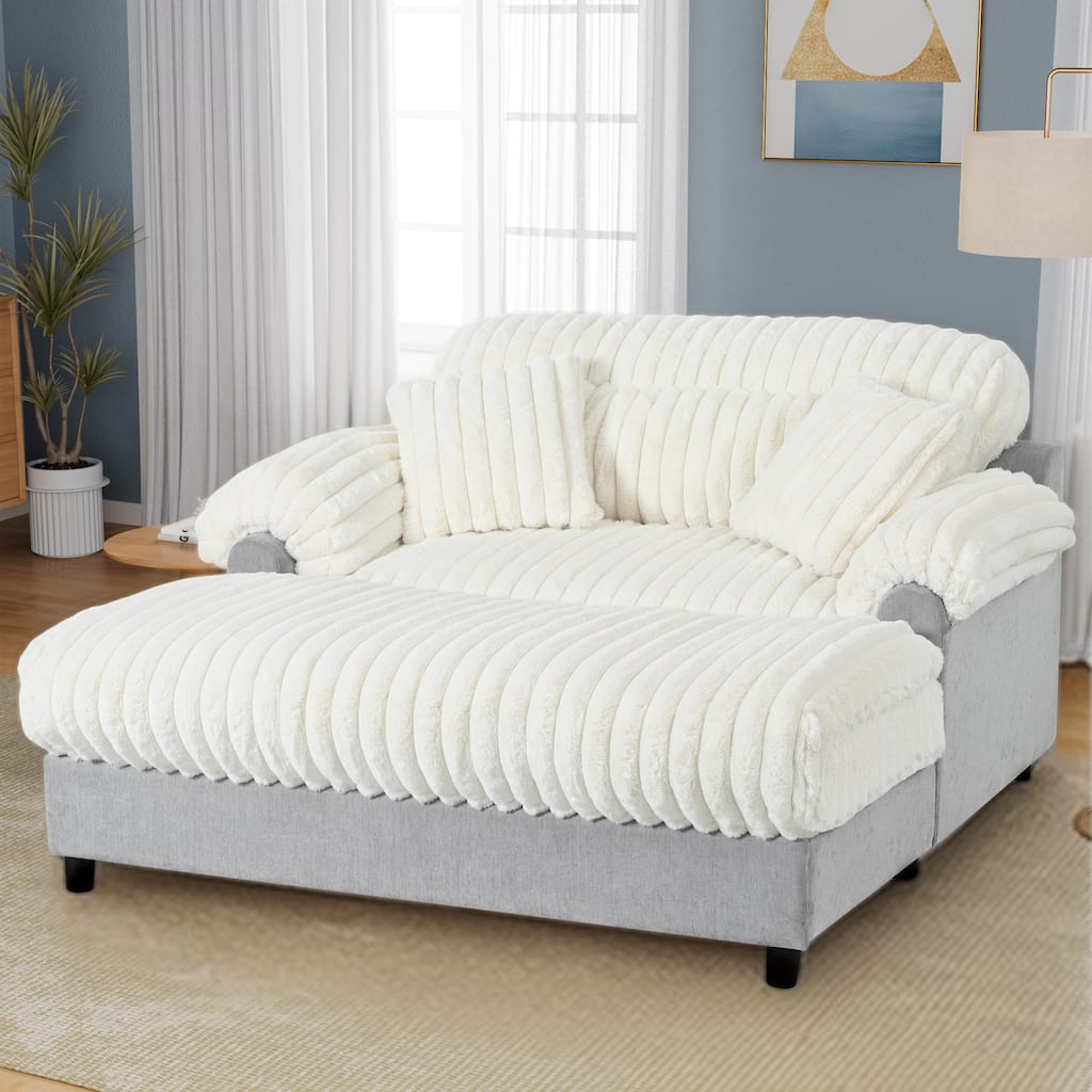 Luxury Cloud Chaise Lounge Sofa with 2 Plush Throw Pillows by Harper&Bright Designs