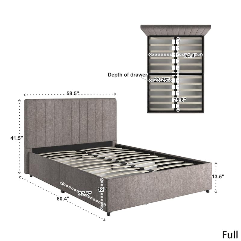 Arlert Grey Linen 4-drawer Storage Platform Bed by iNSPIRE Q Modern