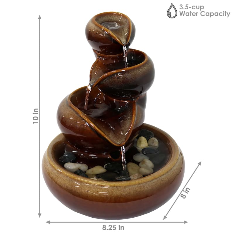 Sunnydaze Tiered Vessels Indoor Ceramic Tabletop Water Fountain - 10-Inch