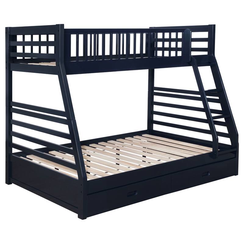Ashton Wood Frame Twin over Full Bunk Bed with 2-drawer