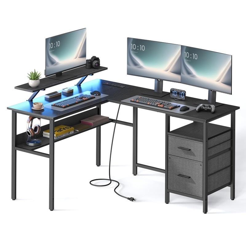 Shaped Desk with Power Outlets