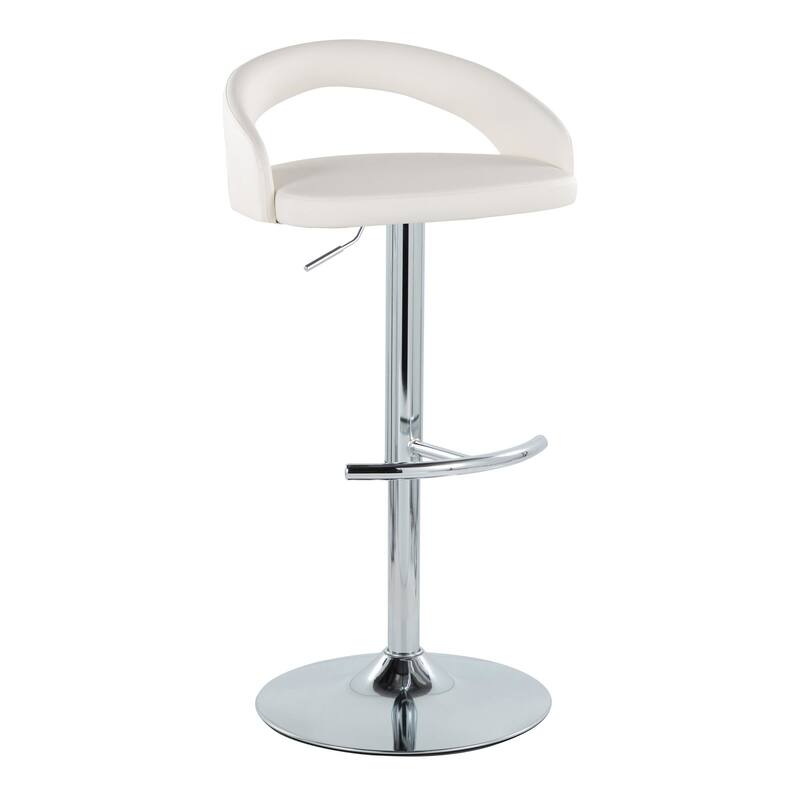Grotto Upholstered Adjustable Barstool with Chrome Metal - Set Of 3