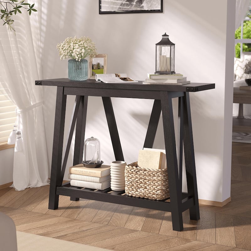 Console Table with Storage Shelf Entry Table for Living Room Hallway - 41.34 in L * 11.42 in W * 31.5 in H - Black