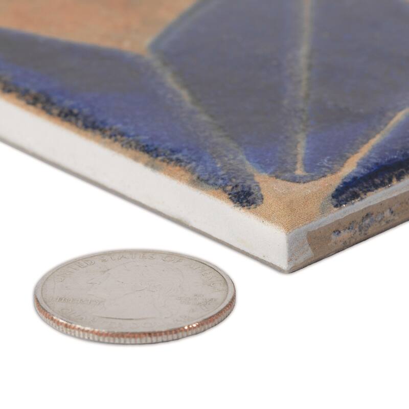 Merola Tile Kings Nonna with Blue Corner Star 17-7/8" x 17-7/8" Porcelain Floor and Wall Tile