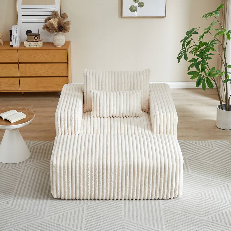 GDFStudio - Amelia Plush Corduroy Recliner Sofa with Removable Footrest for Relaxed Living Room Comfort