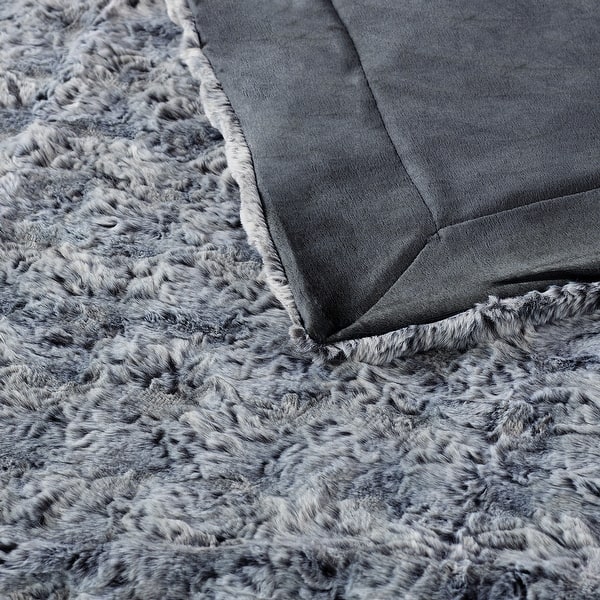 Fluffy Throw Blanket,Luxury Faux Fur Fall Blanket, Thick Rabbit Plush Couch Blanket for Living Room Bedroom Sofa Bed, Funny Fuzzy Cozy Warm Blanket in Winter (Gradient Grey, 130 * 160cm