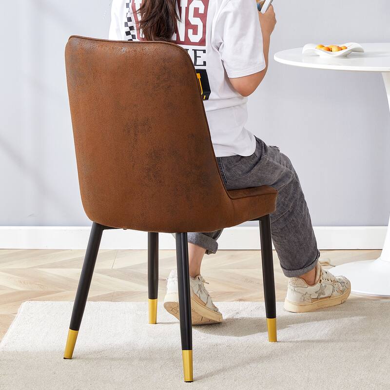 Modern 4 Piece PU Leather Dining Chairs with Thick Cushions, Metal Legs for Dining Room Kitchen Bedroom Living Room