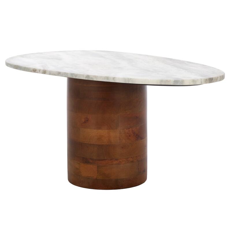 SAFAVIEH Home Mono Large Marble Side Table - 29"W x 17"D x 13"H