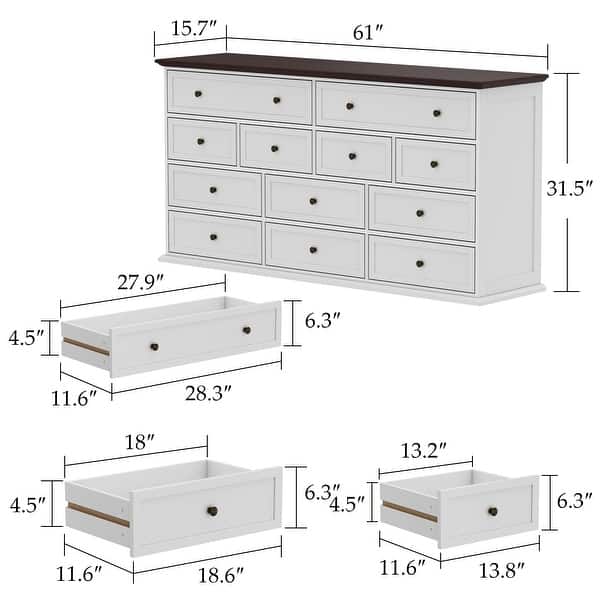 standard dresser dimensions YESHOMY White for Bedroom, 47.2